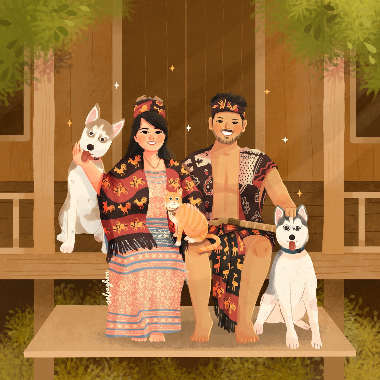 Couple Full Body and Full Background
